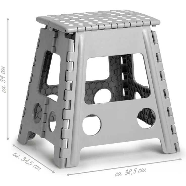 ZELLER Klapphocker 13036 aus Kunststoff, grau / Tritt / Klappstiege – Bild 2