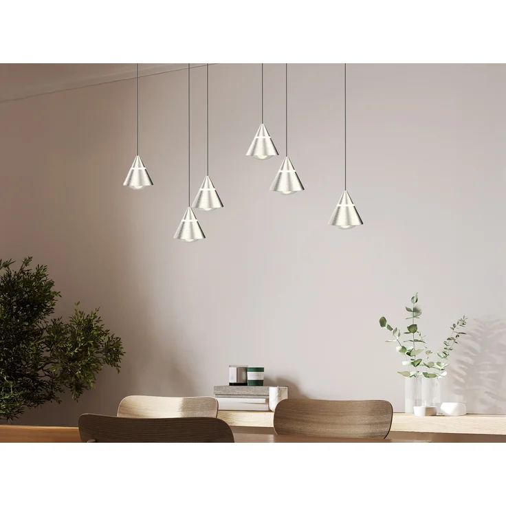 LED Pendelleuchte ROMEO höhenverstellbar, 6-flammig Silber, Breite 75cm – Bild 1