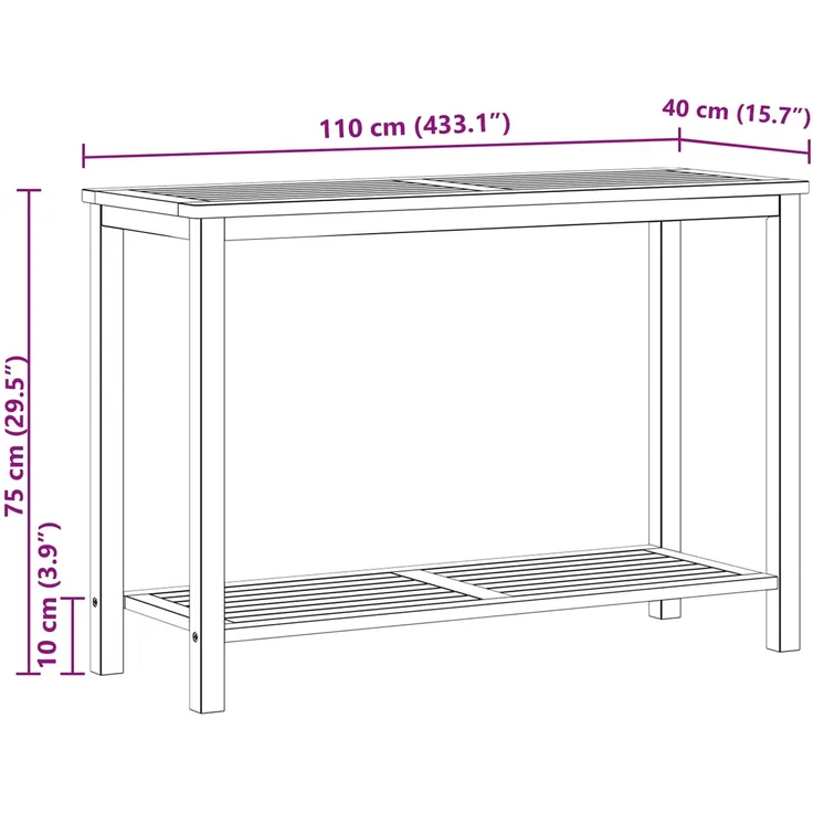 vidaXL Gartenkonsole Tisch Helles Akazienholz 110 x 40 x 75 cm 42026790 – Bild 7