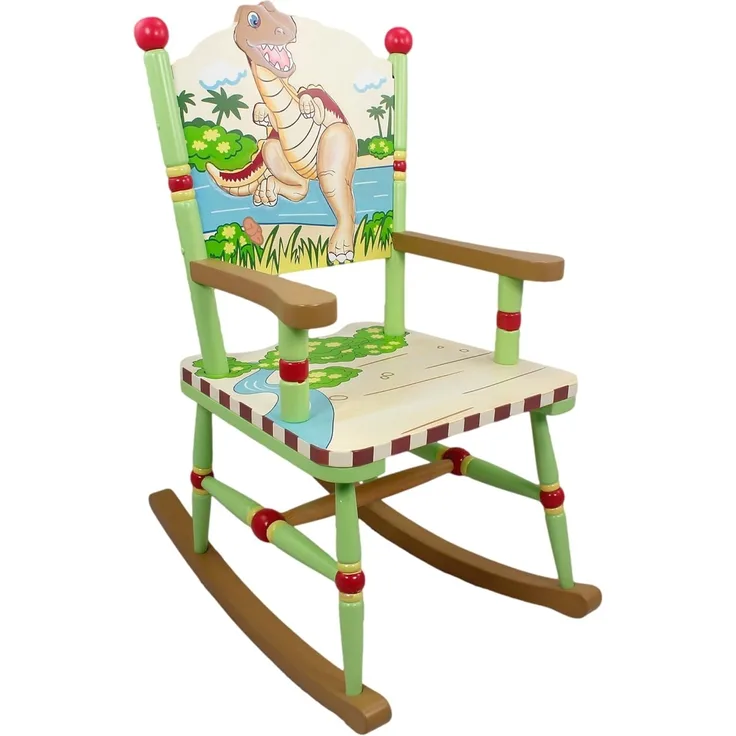 Fantasie-Felder - Dinosaurier Kingdom Hand Crafted Kinder Holz Schaukelstuhl TD-0076A