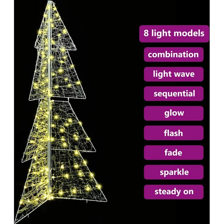 vidaXL Weihnachtsbaum Warmes Weiß 150 cm Acryl 160 LEDs 42019206 – Bild 9