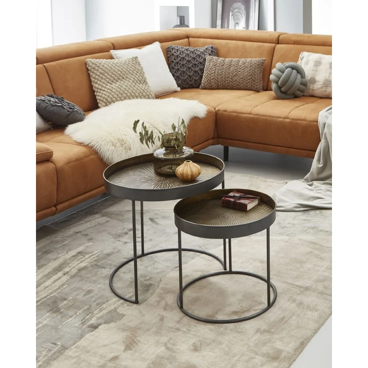 Beistelltisch-Set Celine / Celle, Braun, Schwarz – Bild 4