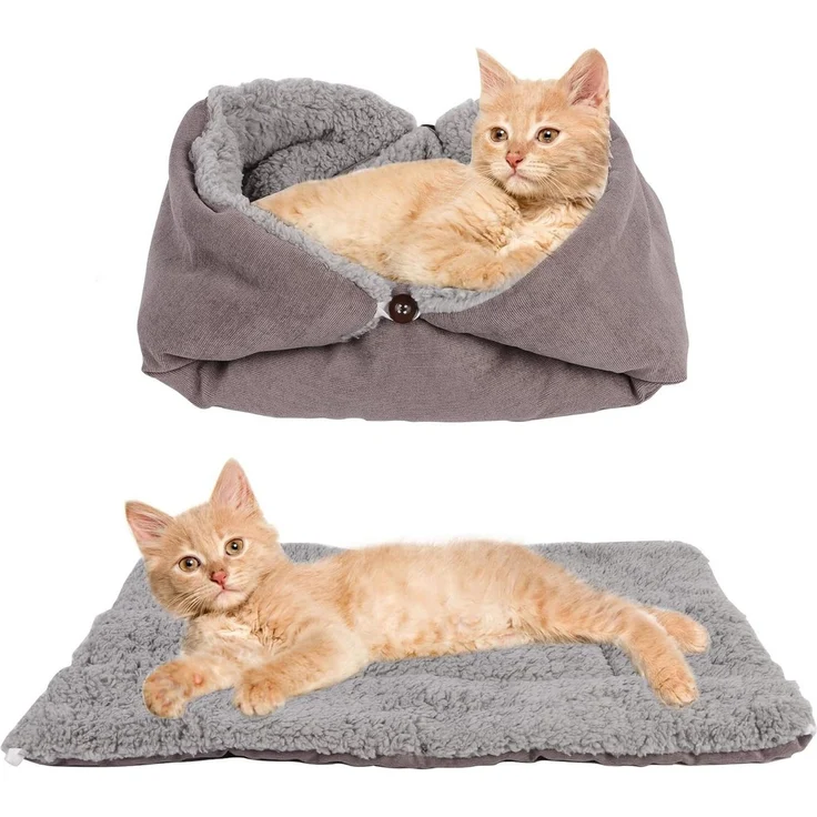 Ledander Tierbett Katzenbett Matte, 3 in 1 Katzenkissen,Waschbar Katzenbett Flauschig, für Katze und Hunde – Bild 1