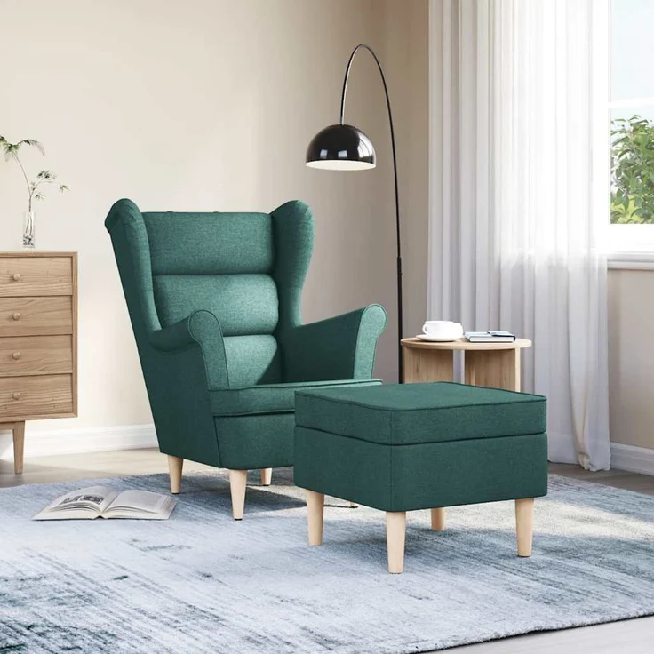 vidaXL Sessel mit Fußhocker Dunkelgrün Stoff 3307994 – Bild 3
