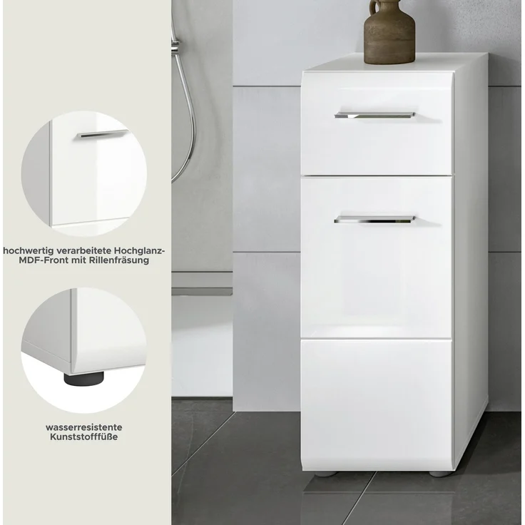 Badschrank Ice - Weiß / Weiß Hochglanz – Bild 9