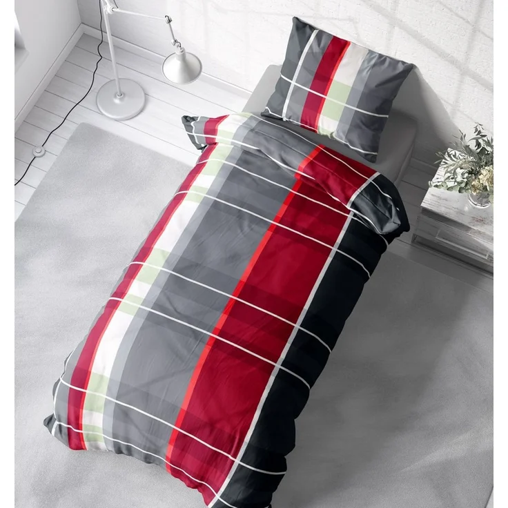 One Home Bettwäsche Motive, Mikrofaser, 2 teilig, Kariert Gestreift Modern, Knitterfrei Weich für Sommer und Winter – Bild 2