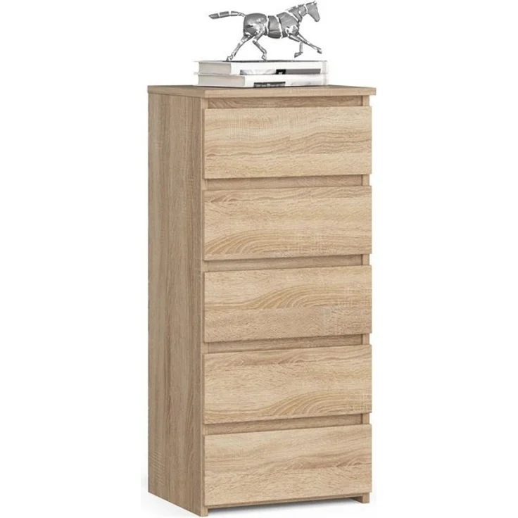 Home Collective Kommode 40 cm breit Holz Highboard Sideboard für Flur Schlafzimmer Wohnzimmer (Mehrzweckschrank Schrank schmal Kommode Schlafzimmer mit Schubladen), Kinderzimmer Organizer, 92 cm hoch mit 5 Schubladen sonoma Eiche – Bild 4