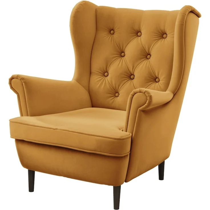 Sessel Ohrensessel NINON inkl. Hocker in Stoff Trinity Honiggelb – Bild 4
