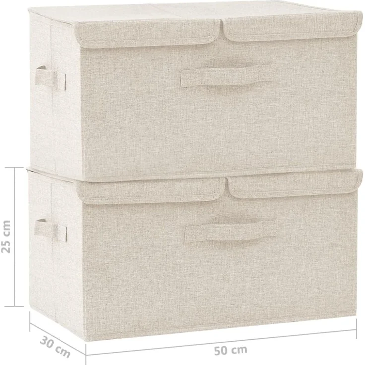 vidaXL Aufbewahrungsboxen 2 Stk. Stoff 50x30x25 cm Creme 332917 – Bild 10