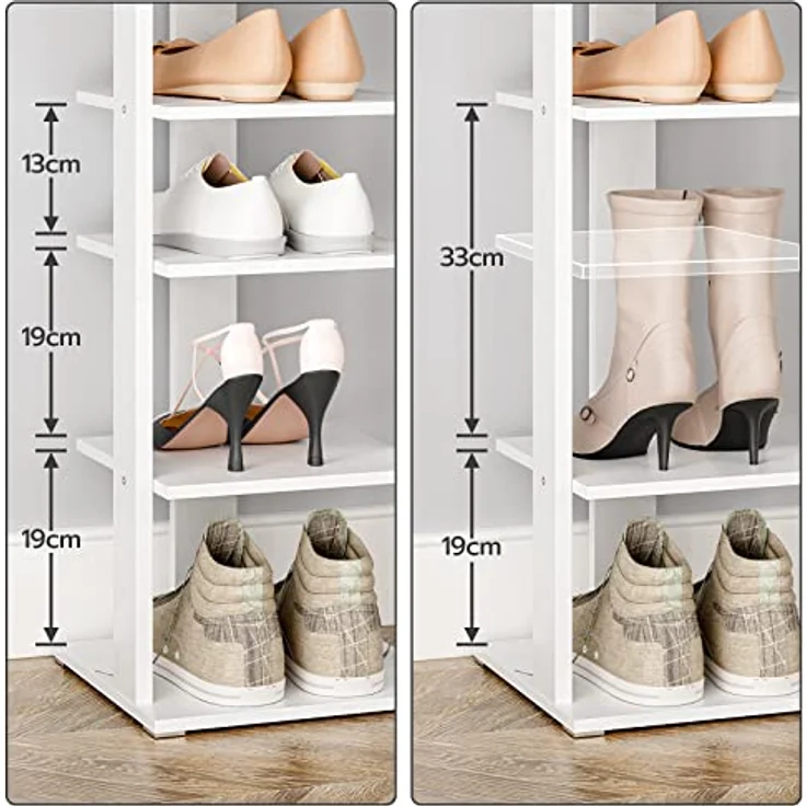 Hoobro Schuhregal 8-lagiges Regal, schmales Schuhablage, Schuhschrank mit 2 Haken, Ablagegestelle, platzsparend, Stabil, 28 x 28 x 113 cm – Bild 10