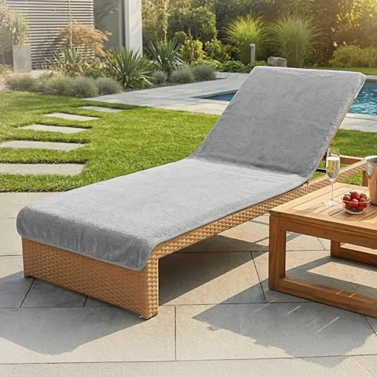 Laynenburg Liegenauflage Frottee Schonbezug aus 100% Baumwolle für Gartenliege, (1 St), Sonnenliege - Liegenbezug mit Umschlag für Standliege in 75x200 cm