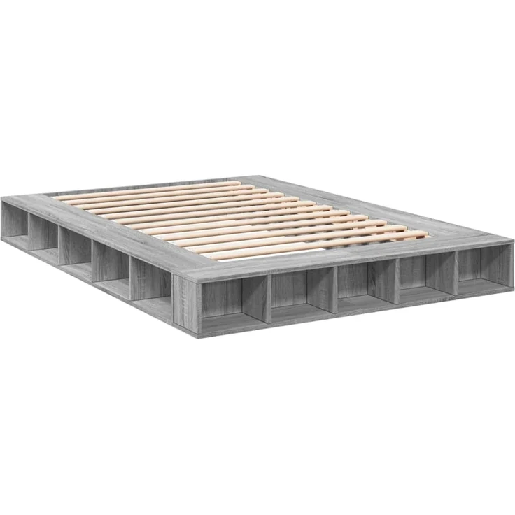 vidaXL Bettgestell Grau Sonoma 140x200 cm Holzwerkstoff 3280480 – Bild 3