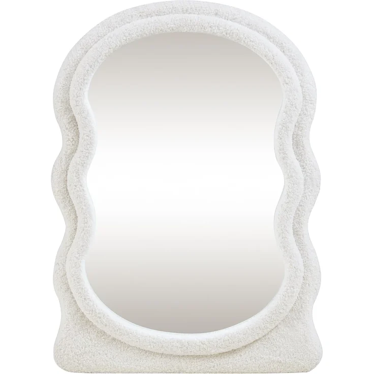 Wandspiegel Brummen mit Teddystoff-Rahmen 80x60 cm Weiß [en. casa] – Bild 4