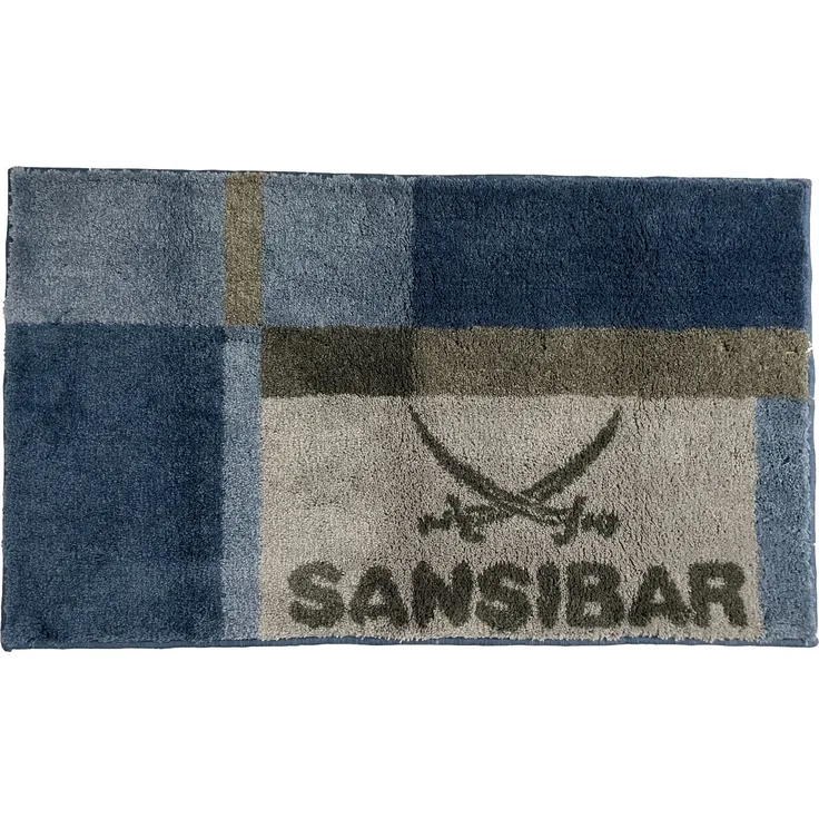 Badematte SANSIBAR LBH 100x60x2 cm blau Badteppich Badvorleger Duschvorleger Duschmatte Badeteppich