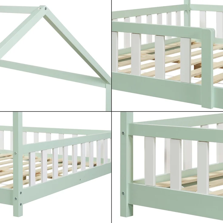 Hausbett Hesel mit Rausfallschutz 140x200cm Mintgrün [en. casa] – Bild 6