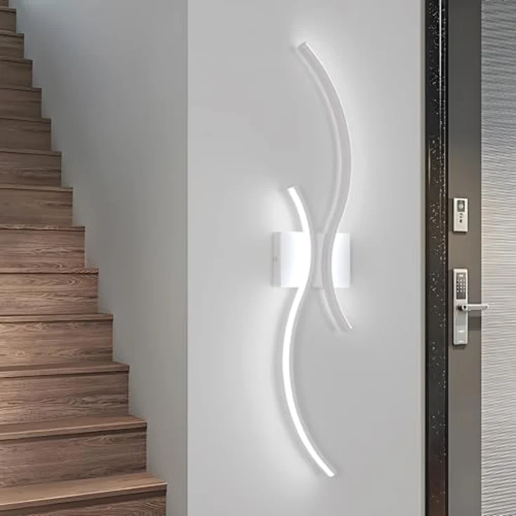 Goeco Wandleuchte Innen 80 cm 27W 3000 lm Moderne LED Wandleuchte Kaltlicht 6500K mit 2 Acrylglasröhren Wandleuchte Weiß für Schlafzimmer Wohnzimmer Treppe Küche – Bild 4