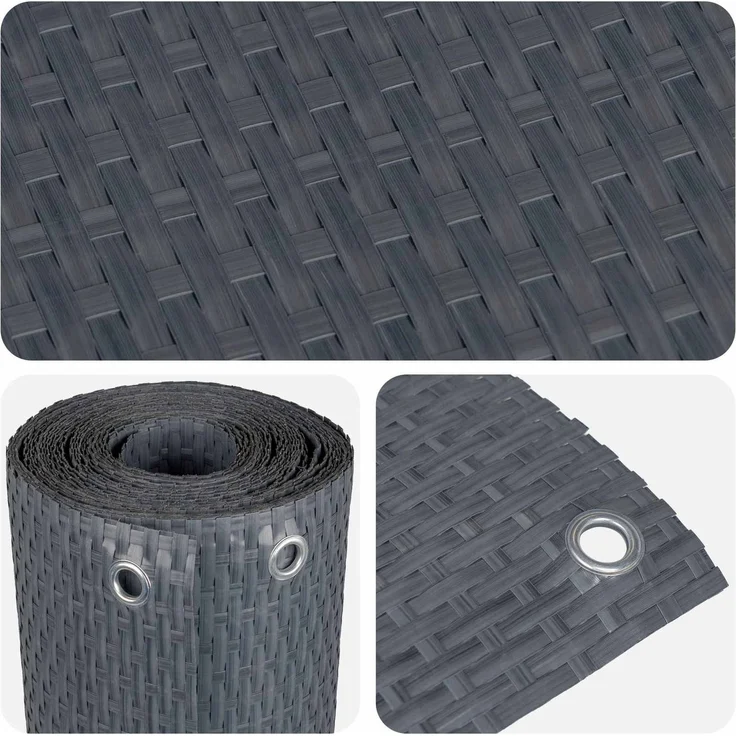 vidaXL Balkonsichtschutz mit Ösen 1000 x 90 cm Poly-Rattan Anthrazit 42032644 – Bild 4
