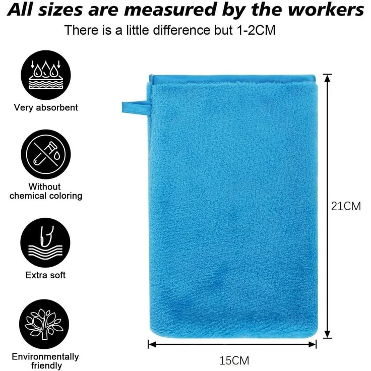 PHOGARY 10 Mikrofaser Waschhandschuhe 21x15cm in 10 Farben – Bild 3