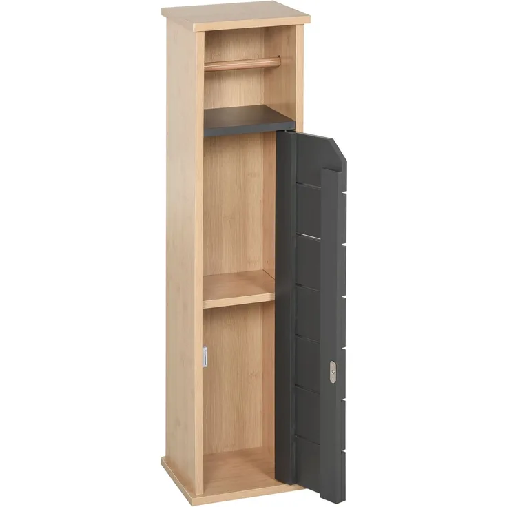 Wohnora-Toilettenpapierhalter - Toilettenpapierständer - 2-stufig, MDF, grau, Bambus,H 750cm x T 180cm x B 180cm