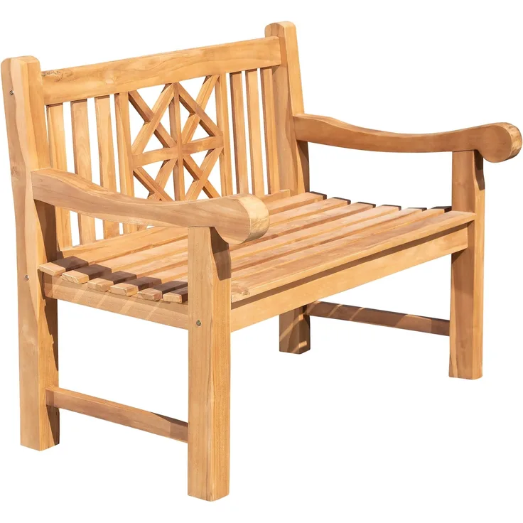 Gartenbank Teakbank VUZAR - Holz Teak 120x72x92 cm | Holzbank 120 Cm Gartenbank Sitzbank Mit Lehne Wetterfest Bank Garten Terrasse