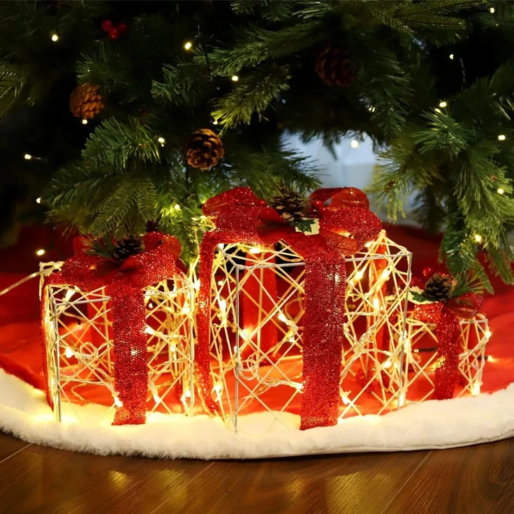 SALCAR 3er Set LED Geschenkbox Weihnachten mit Schleife