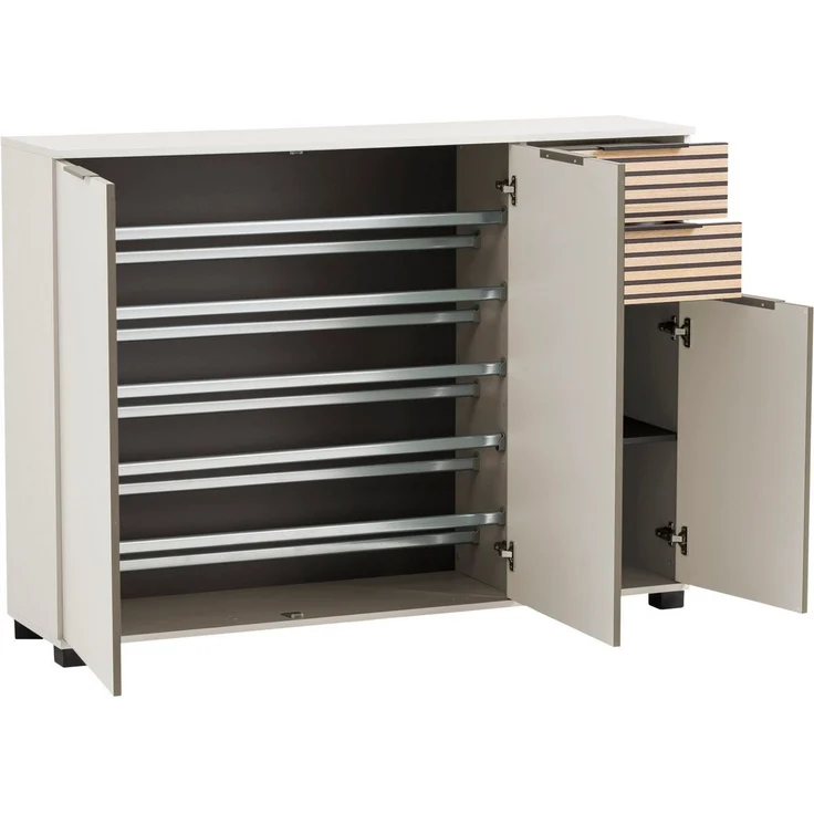Schildmeyer Schuhschrank Alexa, Holzwerkstoff, Cremebeige/Akustikpaneel Dekor, 141,9 x 35,0 x 105,5 cm – Bild 3