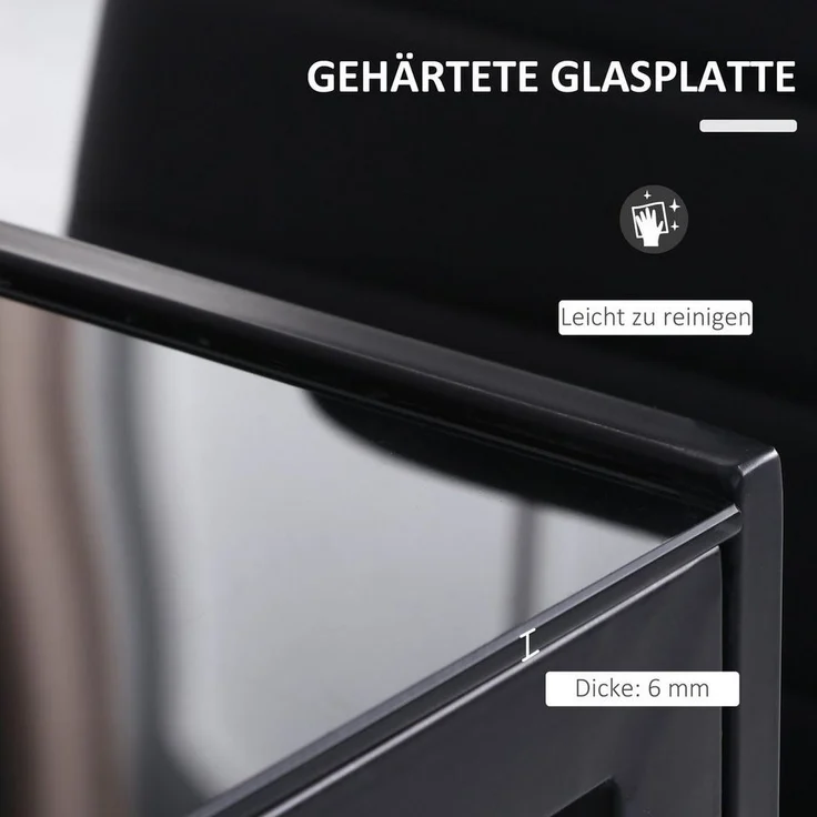 HOMCOM Esstisch aus gehärtetem Glas, für 4 Personen, 120cm x 60cm x 75cm – Bild 3