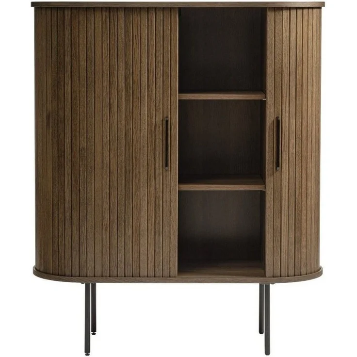 Liadomo Highboard Uriel, Sideboard, Kommode, Stauraummöbel, Schiebetüren Lamellen-Optik, Echtholzfurnier, vier Farben – Bild 4