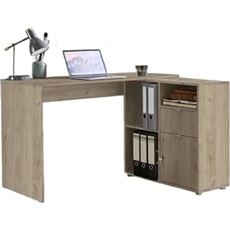 BMG Möbel Eckschreibtisch LENI (Schreibtischplatte mit Regal), Breite 110 cm, spiegelverkehrt montierbar, abschließbare Tür – Bild 3