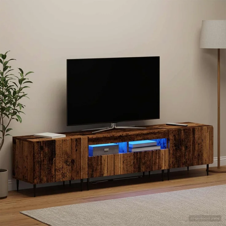 vidaXL 3-teiliges LED TV Regal ZWOLLE Altholz Holzwerkstoff 3416526 – Bild 1