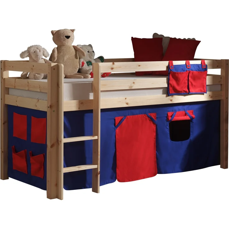 Kinderbett Karolina 210x114x106 Massivholz Natur Textilset Domino – Bild 1