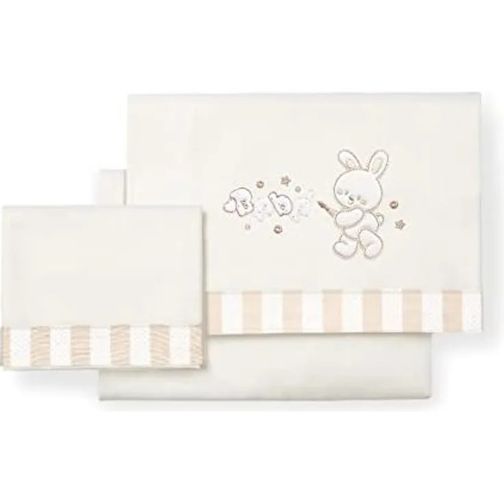 Bettwäsche-Set für Kinderbett, Babybett, Beige