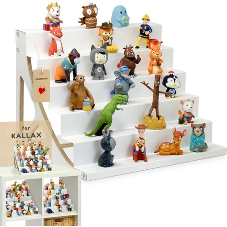 stadtecken® Magnetisches Regal für Musikbox-Figuren – Passend für IKEA Kallax und mehr | Optional mit Platz für Toniebox | Geeignet für ca. 50 Figuren | Weiß (PureFiguren) – Bild 2