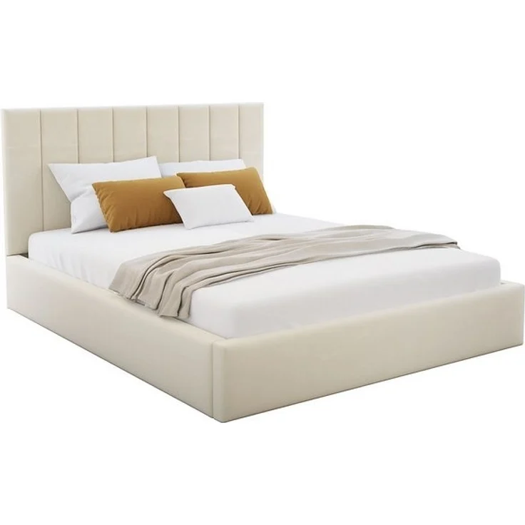 FDM Polsterbett KAJA modern mit Bettkasten MADE IN EU - mit hochwertigem Paris Bezug (verfügbar 90x200 120x200 140x200 160x200 180x200cm, Bettrahmen, Bett, mit großen gepolsterten Kopfteil, mit Bettkasten zum aufklappen), Hebbarer Metallrahmen, Bettkas... – Bild 4
