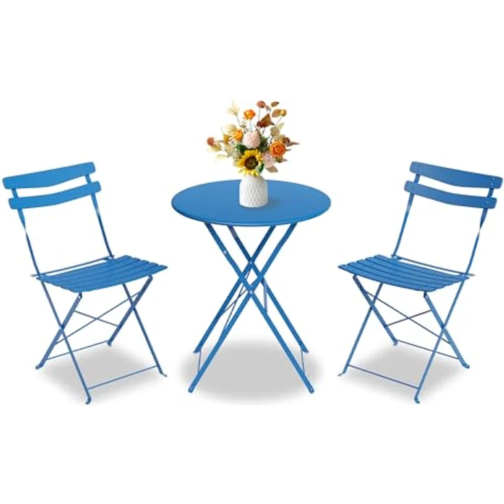 Bistroset 3-Teilig Mit Bistrotisch&2 Klappbaren Stühlen, Gartenmöbel Set – Bild 1