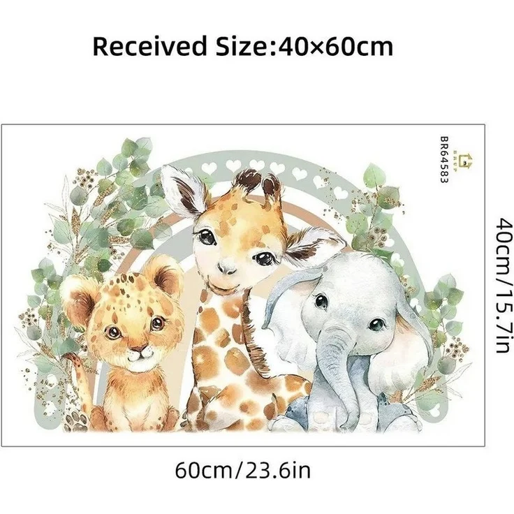 Montegoni Wandtattoo Kinder Tier Wandsticker, Wandaufkleber Deko (1 St, Gesicht Löwe Giraffe Elefant Blatt Regenbogen Wandaufkleber), Kindergarten Home Dekoration,wasserdichte abnehmbare – Bild 2