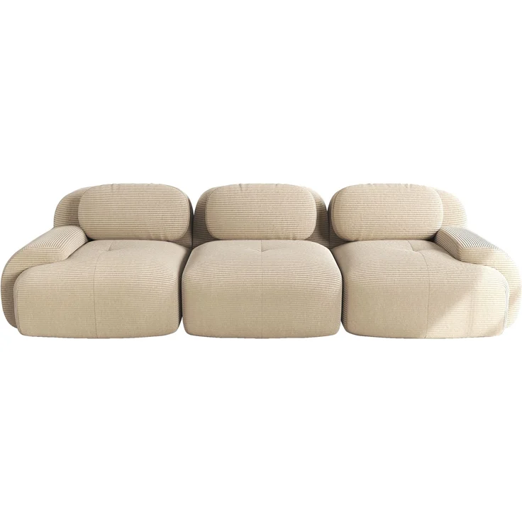 3-Sitzer-Sofa aus Premium-Cordstoff,modular kombinierbar rutschfest ohne Montage ergonomische Armlehnen und hochelastische Polsterung für Wohnzimmer und Schlafzimmer,Premium-Cordstoff,Beige, – Bild 4