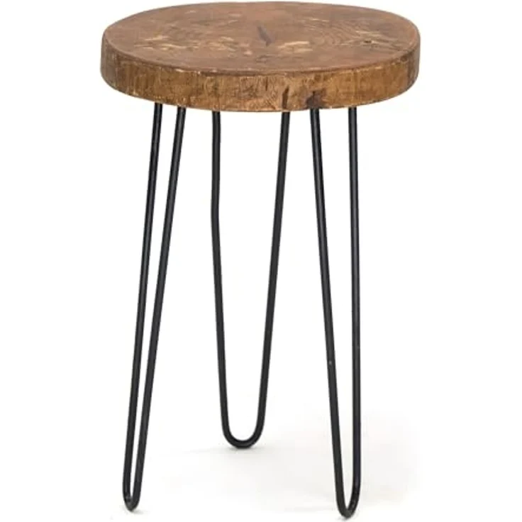 DESIGN DELIGHTS Beistelltisch BEISTELLTISCH "BAUMSCHEIBE", Holz, Metall, Ø 34 cm, Couchtisch – Bild 4