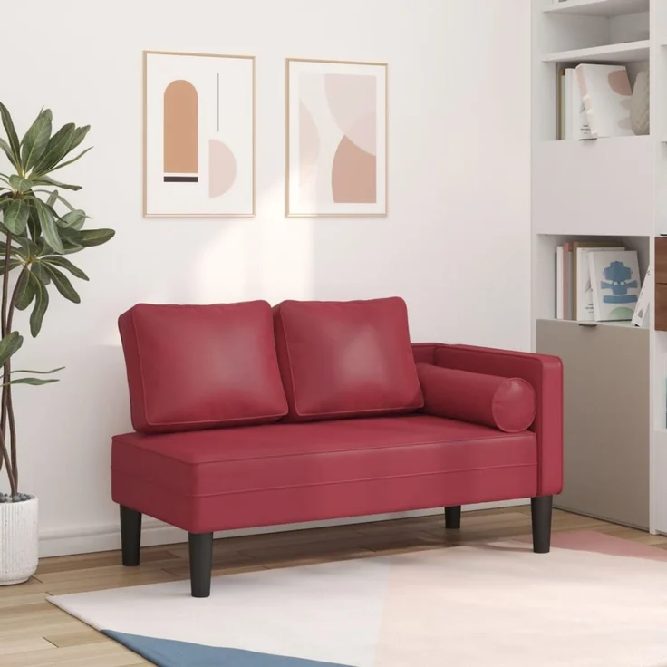vidaXL Chaiselongue mit Kissen Weinrot Kunstleder, 116,5 x 62 x 57,5 cm – Bild 1