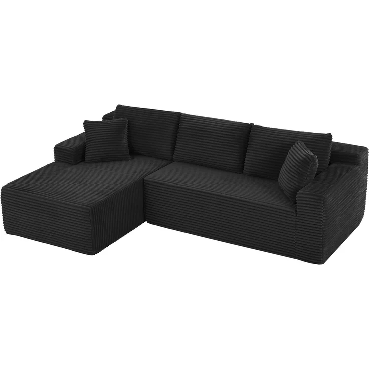 Sofa modular in Schwarz, L-Form, atmungsaktiver Stoff, Memory-Schaum und Federkern, flexibel kombinierbar,65x252.5x163 cm – Bild 6