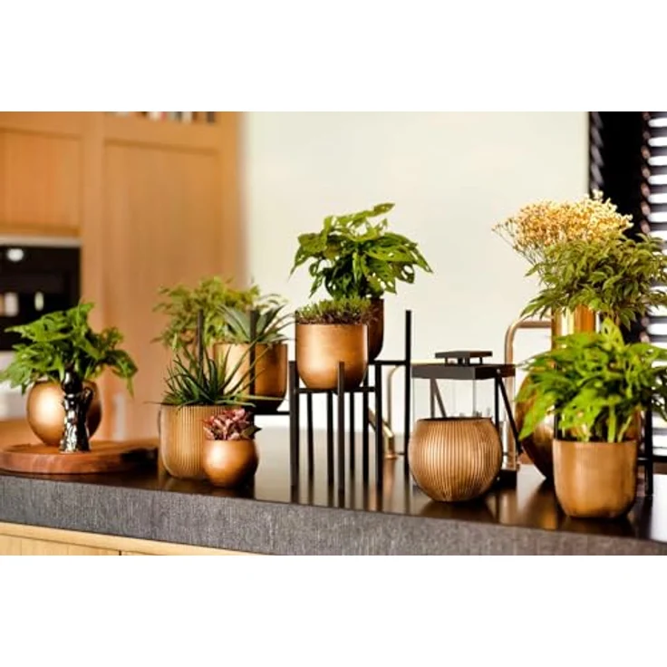 Capi Europe Übertopf rund Nature Groove, handgefertigt aus Polyester, Schwarz, Ø 14 x H 13 cm – Bild 9