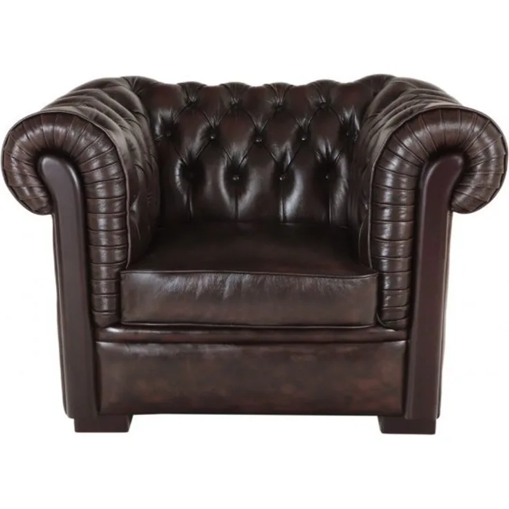 Einsitzer-Sofa Chesterfield Tiffy aus echtem Rindsleder Braun