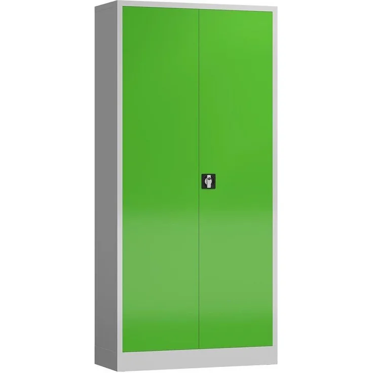 Aktenschrank Metallschrank 2 Türen 4 Fachböden 194,5 x 92 x 42 cm lichtgrau/gelbgrün