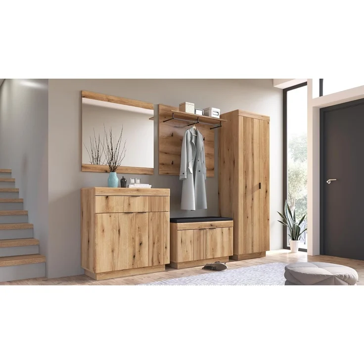 Schuhschrank >DELAMAR< in Coast Evoke Eiche Dekor - 88,2x92,5x39,6 (BxHxT) – Bild 3