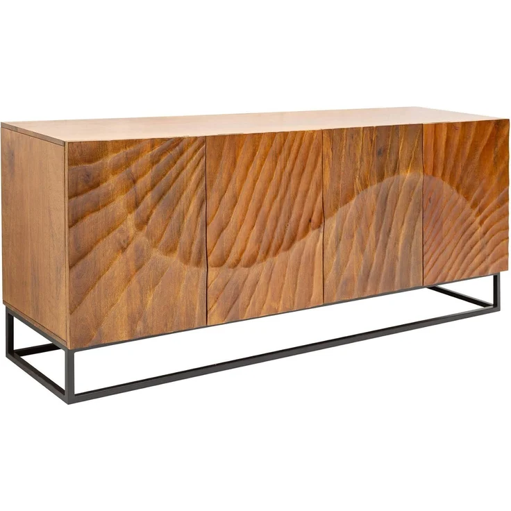 riess-ambiente Sideboard SCORPION 180cm braun / schwarz (Einzelartikel, 1 St), Massivholz · Metall · Kommode · 3D Schnitzereien · Wohnzimmer – Bild 1