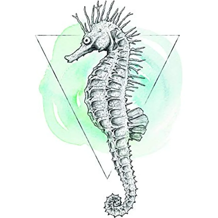 Komar Wandbild Sea Horse Watercolor, dekoratives Poster 30 x 40 cm, fotorealistischer Kunstdruck ohne Rahmen, Premium-Fotopapier, lichtbeständig und wasserfest