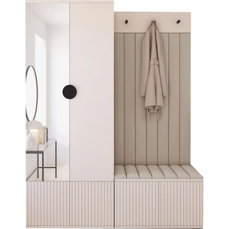 Compleo Garderoben-Set mit Sitbank, 2 Türen, Elegant design, Kaschmir