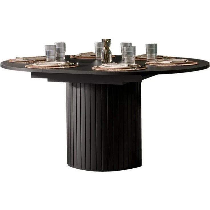 Compleo Esstisch 120-160 cm MODERNO, Säulengestell mit Rillenstruktur, ausziehbarer Tisch, Gestell in Lamellenoptik – Bild 4