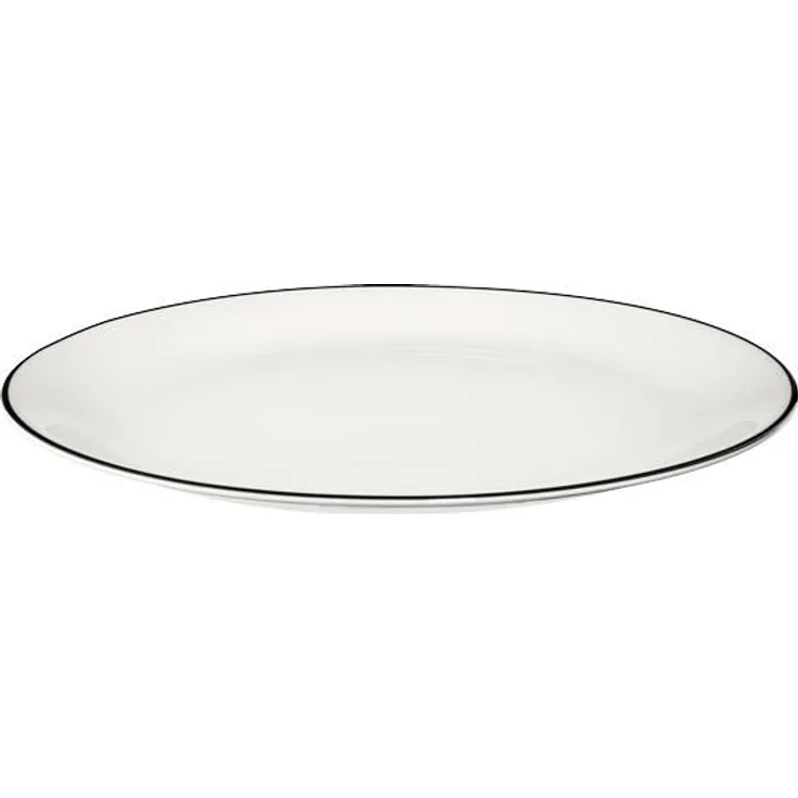ASA Selection Ligne Noire Teller Flach, Schwarze Linie, Fine Bone China, Warmes Weiß, Ø 26. 5 cm, 1903113