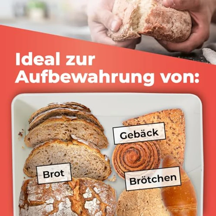Lumaland Brotkasten Karo-Design 10l beige/weiß mit Bambusdeckel – Bild 6